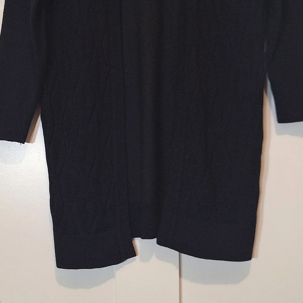 Stitchcount Black Open Front Knit Cardigan With Stretch Size Medium